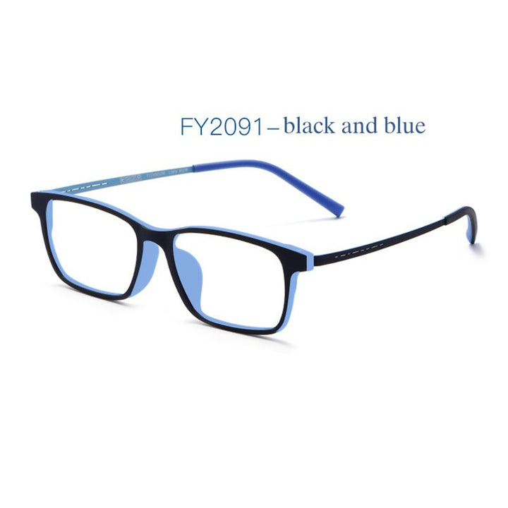 Handoer Unisex Full Rim Square Alloy Reading Glasses FY2091/2098 Reading Glasses Handoer 2091 Black Blue +100 