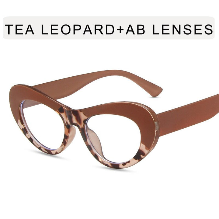 CCSpace Women's Full Rim Big Cat Eye Acetate Titanium Eyeglasses 55514 Full Rim CCspace China TeaLeopard 