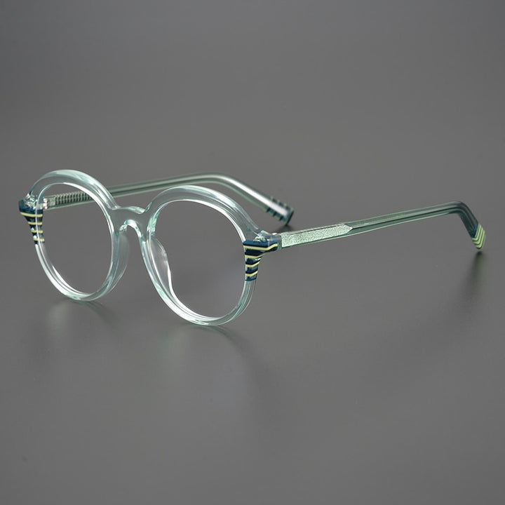 Gatenac Unisex Full Rim Small Round Acetate Eyeglasses Gxyj852 Full Rim Gatenac Green  