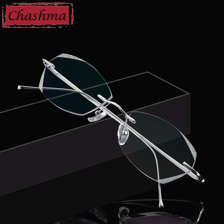 Chashma Unisex Rimless Diamond Cut Titanium Frame Custom Lens Eyeglasses 3306 Rimless Chashma   