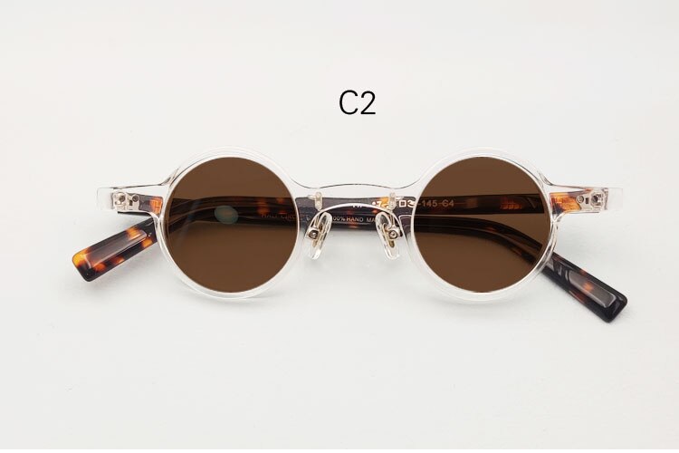 Yujo Unisex Full Rim Round Small Acetate UV400 Dark Polarized Sunglasses Sunglasses Yujo C2 China 