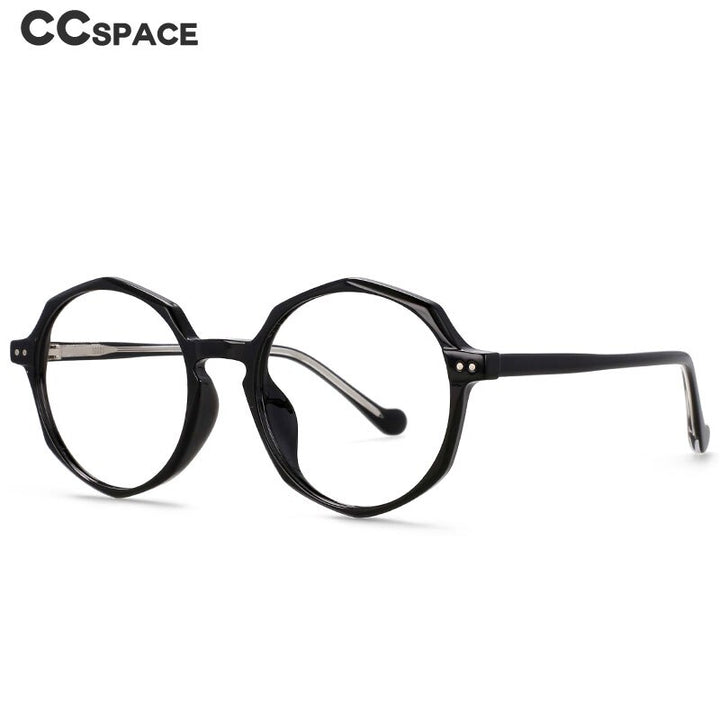 CCSpace Unisex Full Rim Polygon Round Acetate Tr 90 Eyeglasses 53168 Full Rim CCspace   