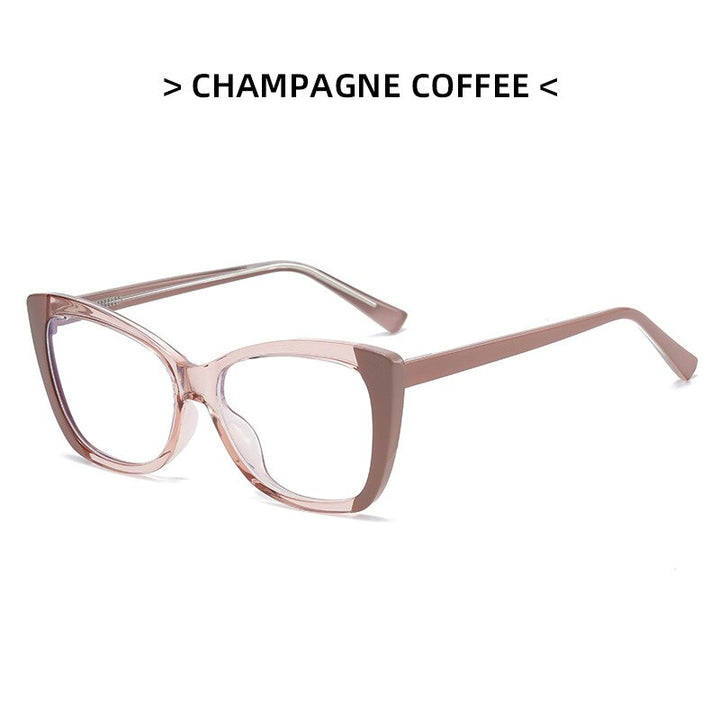 CCSpace Women's Full Rim Butterfly Tr 90 Eyeglasses 53356 Full Rim CCspace China Champagne-Coffee 