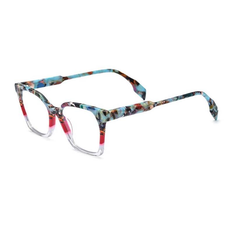 CCspace Unisex Full Rim Square Acetate Eyeglasses 55167 Full Rim CCspace Flower China 