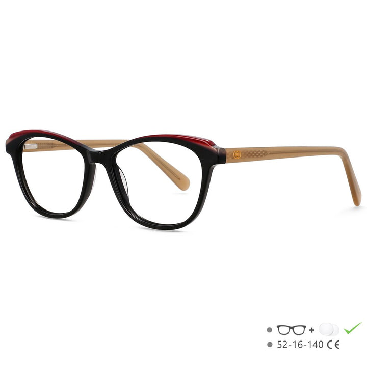 CCSpace Unisex Full Rim Small Square Cat Eye Acetate Eyeglasses 55571 Full Rim CCspace RedBlack China 