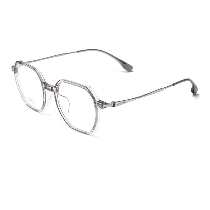 KatKani Unisex Full Rim Polygon Tr 90 Alloy Eyeglasses Bv83007b Full Rim KatKani Eyeglasses Transparent Grey  