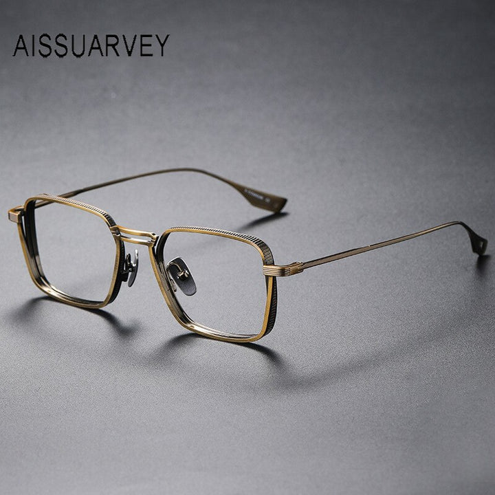 Aissuarvey Men's Eyeglasses Titanium Ip Double Bridge Full Rim 15g Full Rim Aissuarvey Eyeglasses Bronze CN 