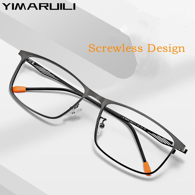 Yimaruili Men's Full Rim Large Square Alloy Screwless Eyeglasses 8835 Full Rim Yimaruili Eyeglasses   