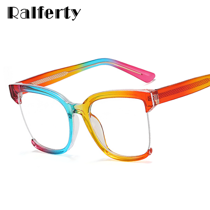 Ralferty Women's  Semi Rim Square Oversized Tr 90 Acetate Eyeglasses Semi Rim Ralferty   
