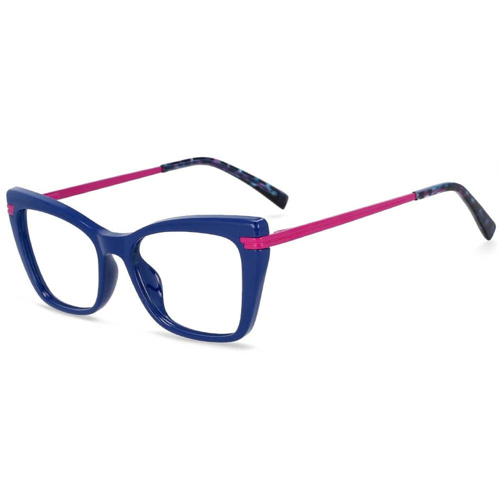 CCSpace Women's Full Rim Square Cat Eye Tr 90 Titanium Frame Eyeglasses 54335 Full Rim CCspace Blue China 