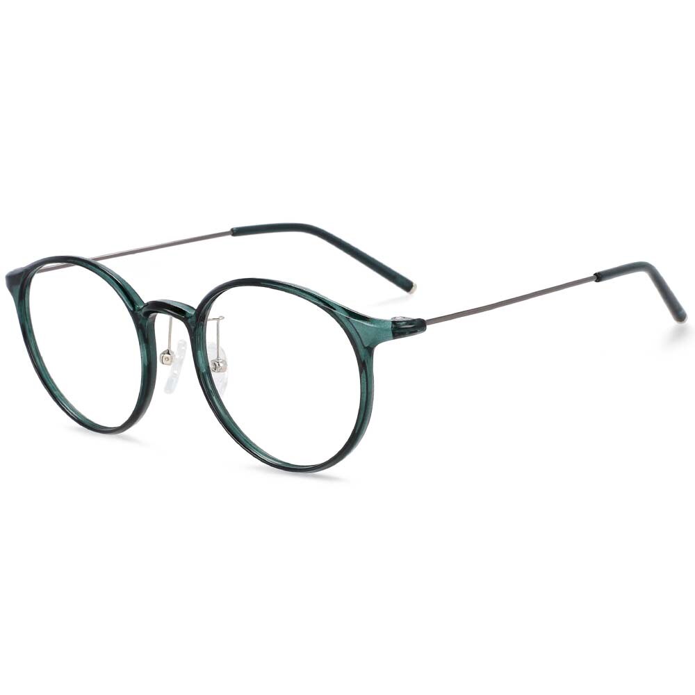 CCSpace Unisex Full Rim Round Tr 90 Titanium Frame Eyeglasses 54274 Full Rim CCspace China C69dark-green 