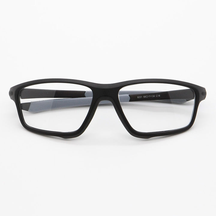 Bclear Unisex Full Rim Irregular Square Tr 90 Titanium Sport Eyeglasses 9231 Sport Eyewear Bclear Black gray  