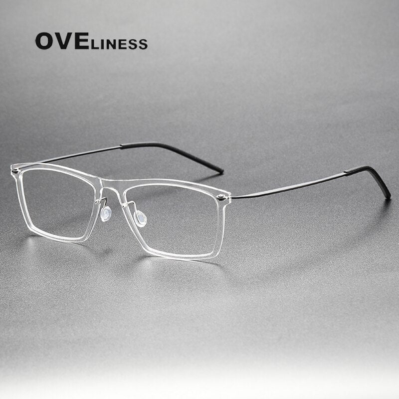 Oveliness Unisex Full Rim Square Titanium Acetate Eyeglasses 6533 Full Rim Oveliness transparent  