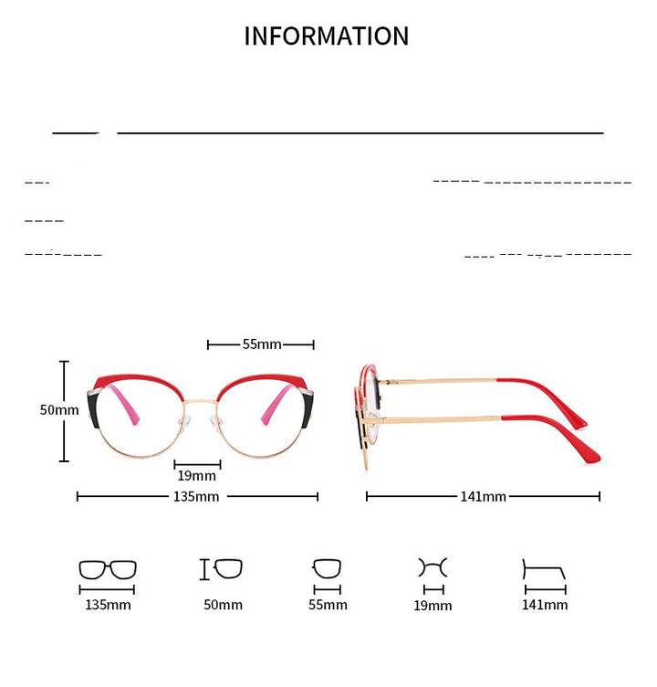 CCspace Women's Full Rim Square Tr 90 Titanium Eyeglasses 55383 Full Rim CCspace   