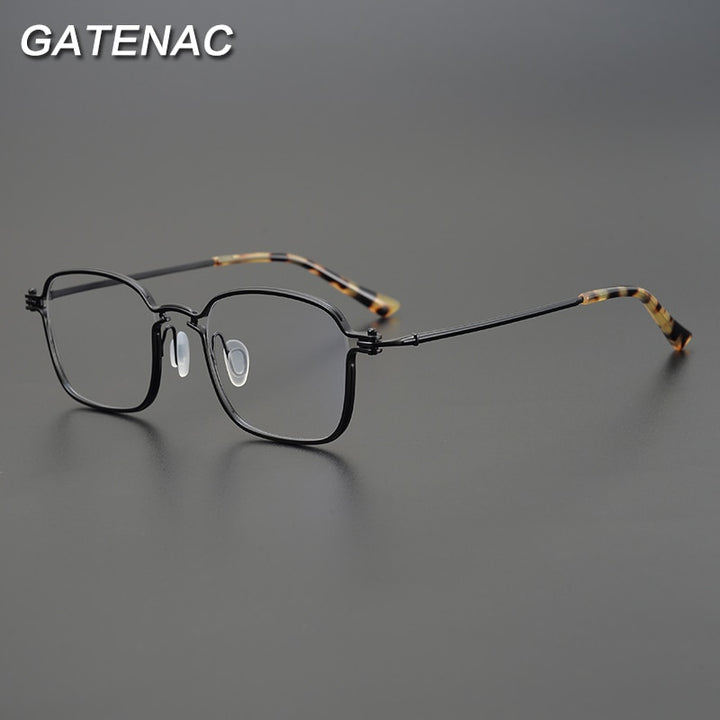 Gatenac Unisex Full Rim Round Square Titanium Eyeglasses Gxyj898 Full Rim Gatenac   