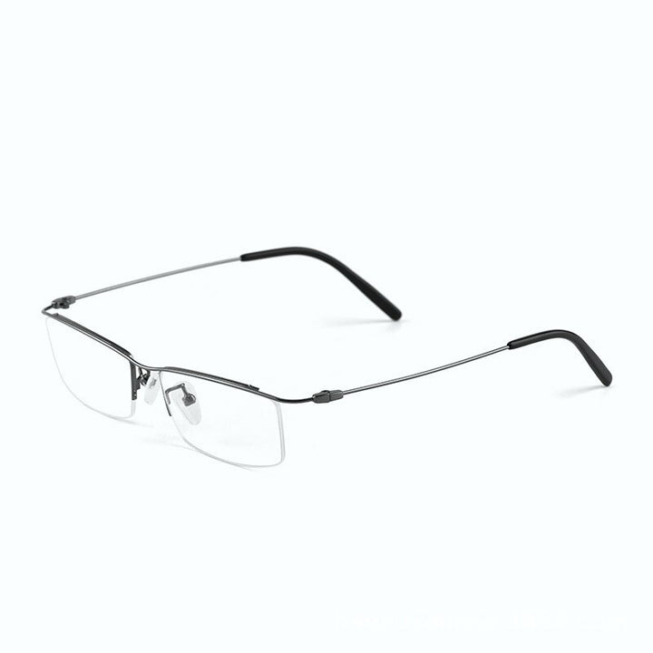 Hdcrafter Men's Semi Rim Square Titanium Eyeglasses 6688 Semi Rim Hdcrafter Eyeglasses Gray  