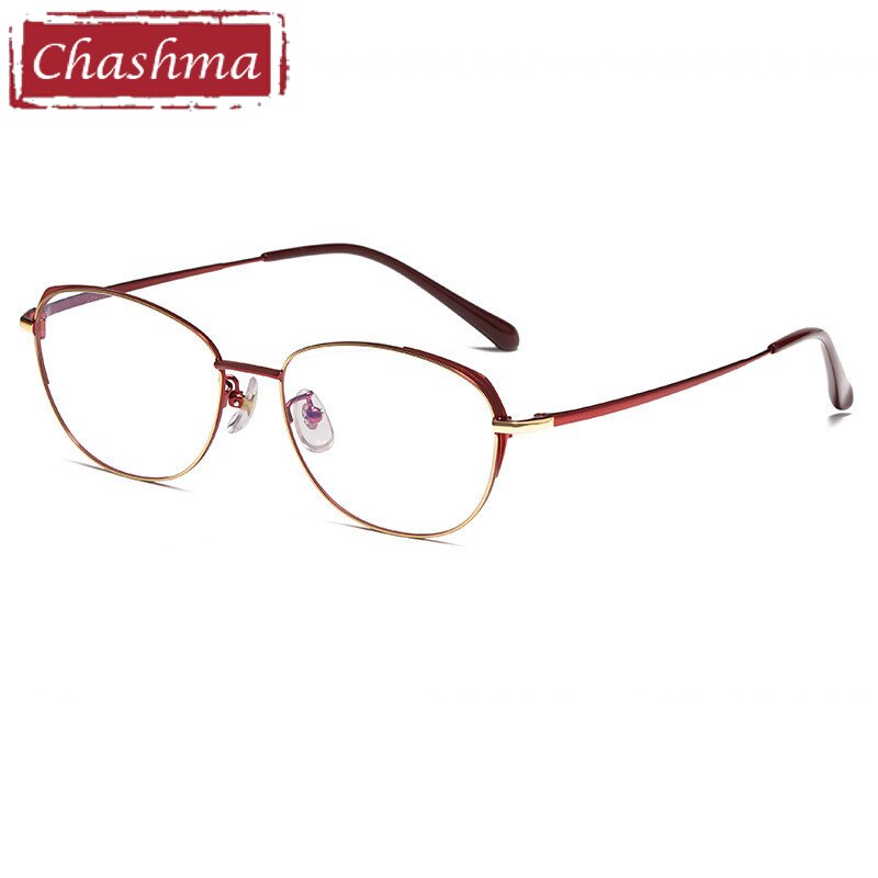 Chashma Ottica Women's Full Rim Round Square Stainless Steel Eyeglasses 835 Full Rim Chashma Ottica Red Gold  