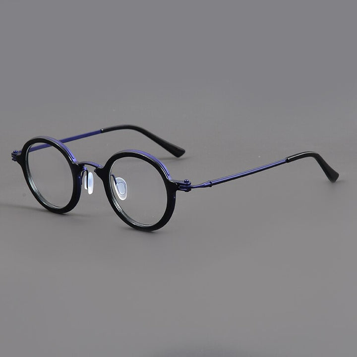 Muzz Unisex Full Rim Round Titanium Acetate Eyeglasses Rlt5988 Full Rim Muzz Purple Black  