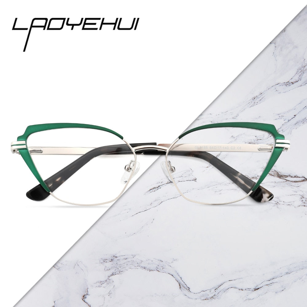 Laoyehui Women's Full Rim Butterfly Cat Eye Alloy Hyperopic Reading Glasses Anti Blue Light Glg9185g Reading Glasses Laoyehui   