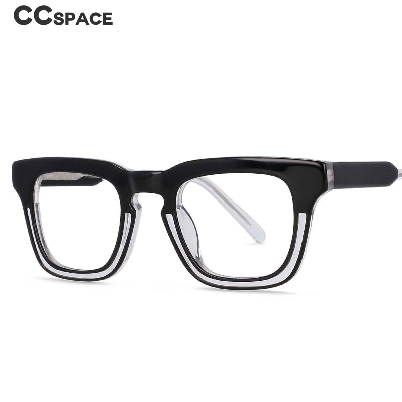 CCSpace Unisex Full Rim Square Acetate Frame Eyeglasses 54386 Full Rim CCspace   