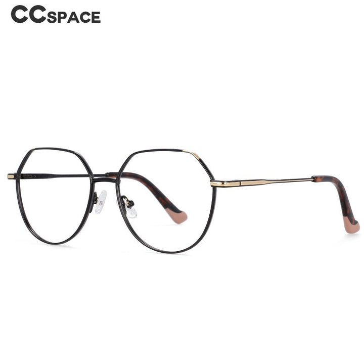 CCSpace Unisex Full Rim Polygonal Round Alloy Frame Eyeglasses 54316 Full Rim CCspace   