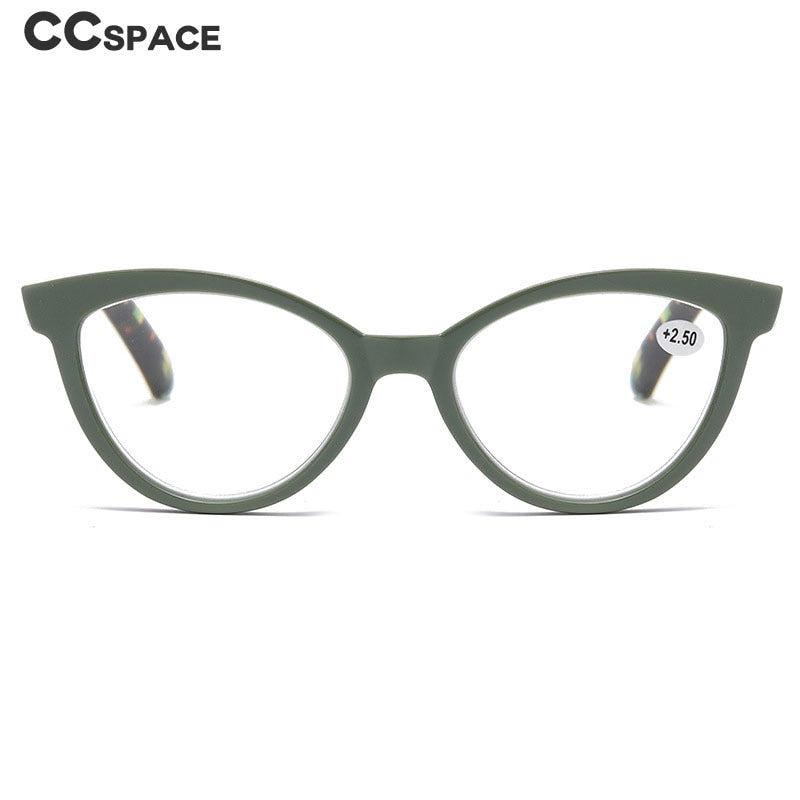 CCSpace Women's Full Rim Large Cat Eye Acetate Hyperopic Reading Glasses 55809 Reading Glasses CCspace   