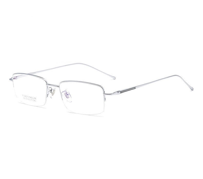 Chashma Ochki Men's Semi Rim Square Titanium Eyeglasses 8039 Semi Rim Chashma Ochki Silver  