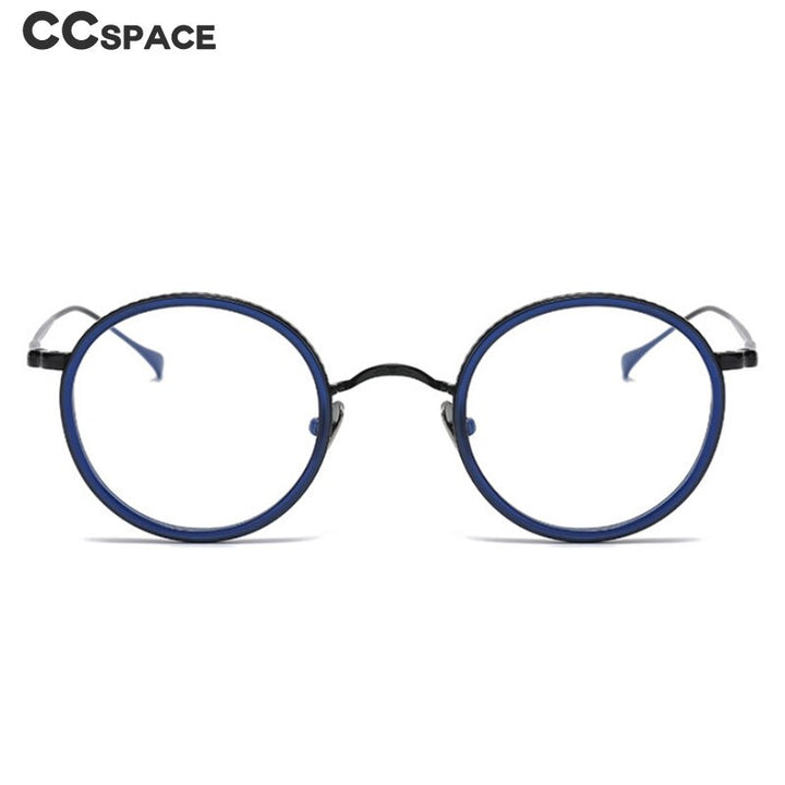 CCSpace Unisex Full Rim Round Titanium Eyeglasses 53234 Full Rim CCspace   
