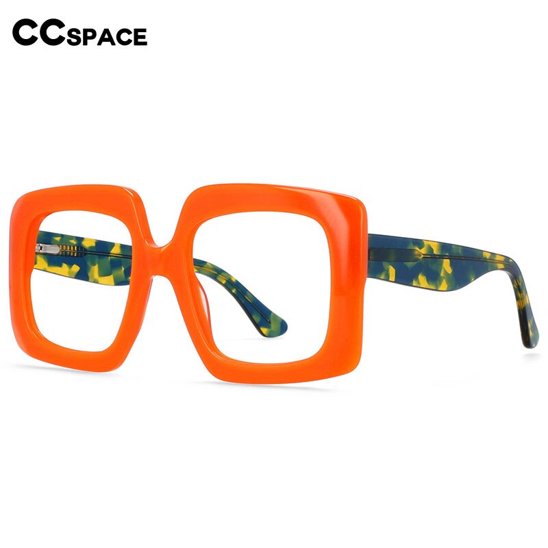 CCSpace Women's Oversized Square Acetate Frame Eyeglasses 54324 Frame CCspace   
