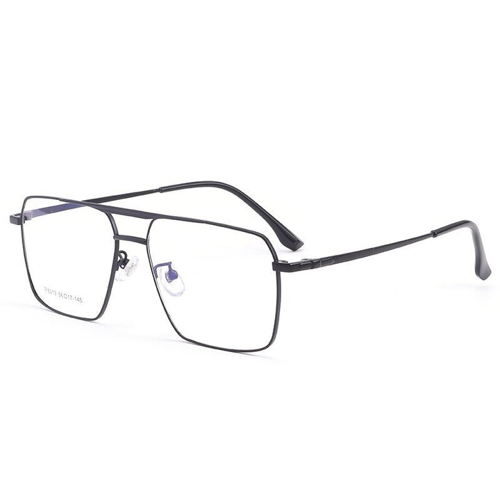 KatKani Unisex Full Rim Square Alloy Double Bridge Eyeglasses 8219 Full Rim KatKani Eyeglasses Black  