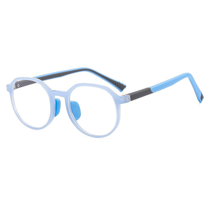 CCSpace Unisex Youth Full Rim Round Silicone Eyeglasses 54669 Full Rim CCspace Blue gray China 