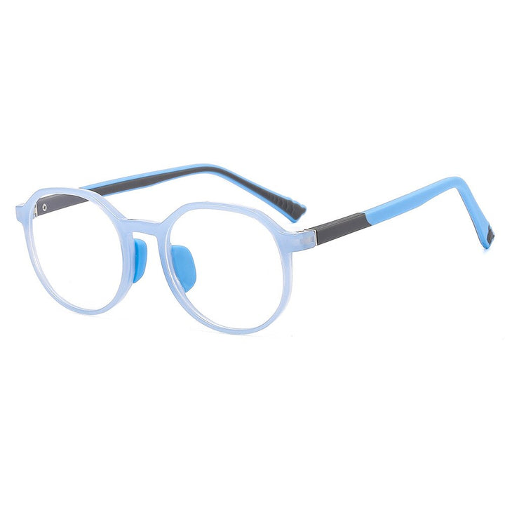 CCspace Unisex Youth Full Rim Round Silicone Eyeglasses 54669 Full Rim CCspace Blue gray China 