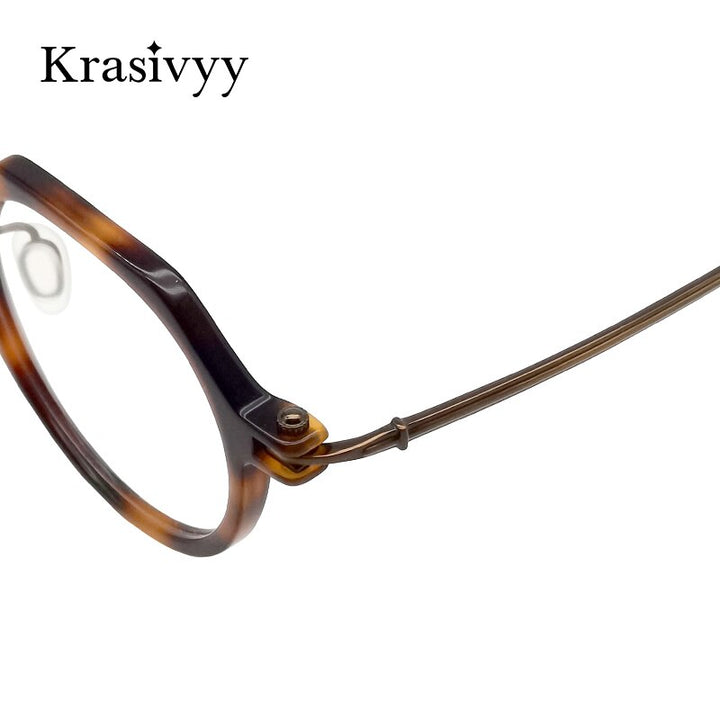 Krasivyy Unisex Full Rim Flat Top Round Titanium Acetate Eyeglasses Rlt5882 Full Rim Krasivyy   