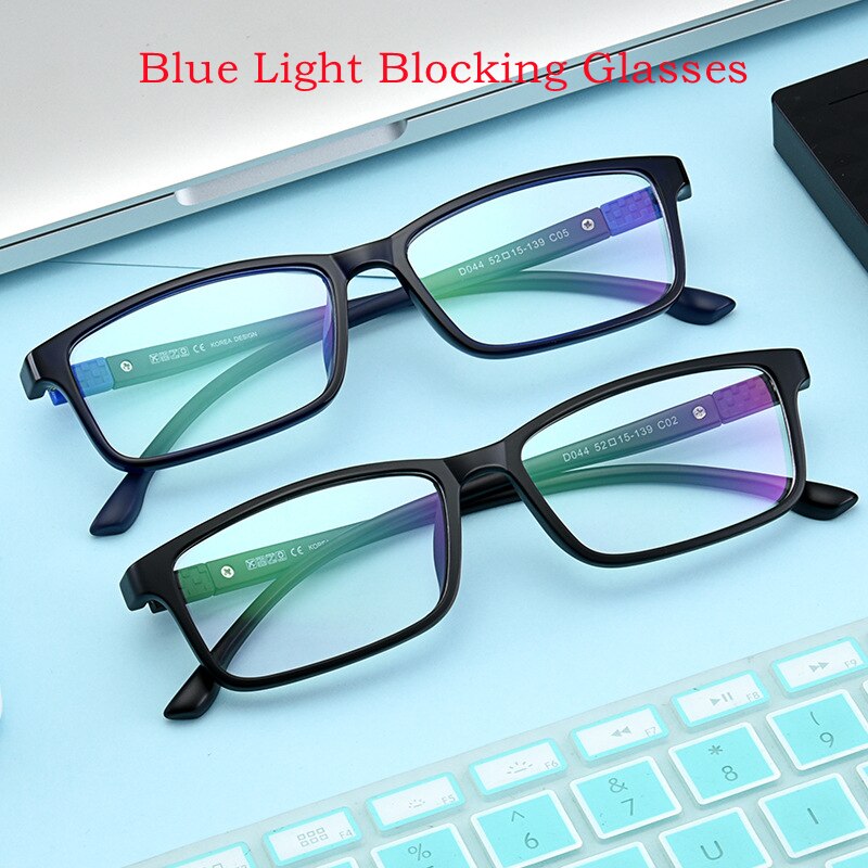 KatKani Unisex Full Rim Square TR 90 Matte Black Anti Blue Light Reading Glasses D044 Reading Glasses KatKani Eyeglasses   