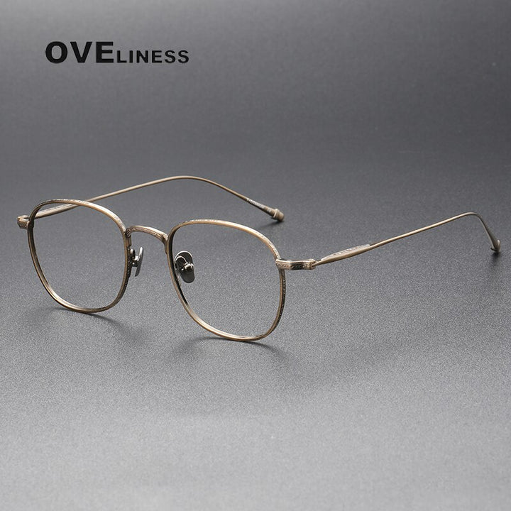 Oveliness Unisex Full Rim Round Square Titanium Eyeglasses M3090 Full Rim Oveliness bronze  