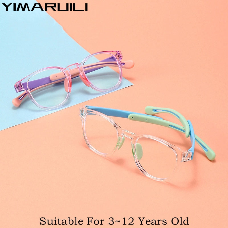 Yimaruili Children's Unisex Full Rim Square Silicone Eyeglasses 91045 Full Rim Yimaruili Eyeglasses   