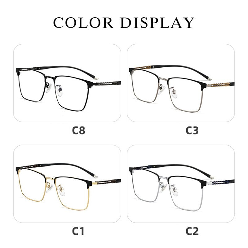 Hotochki Men's Full Rim Square Tr 90 Titanium Frame Eyeglasses T8611t Full Rim Hotochki   