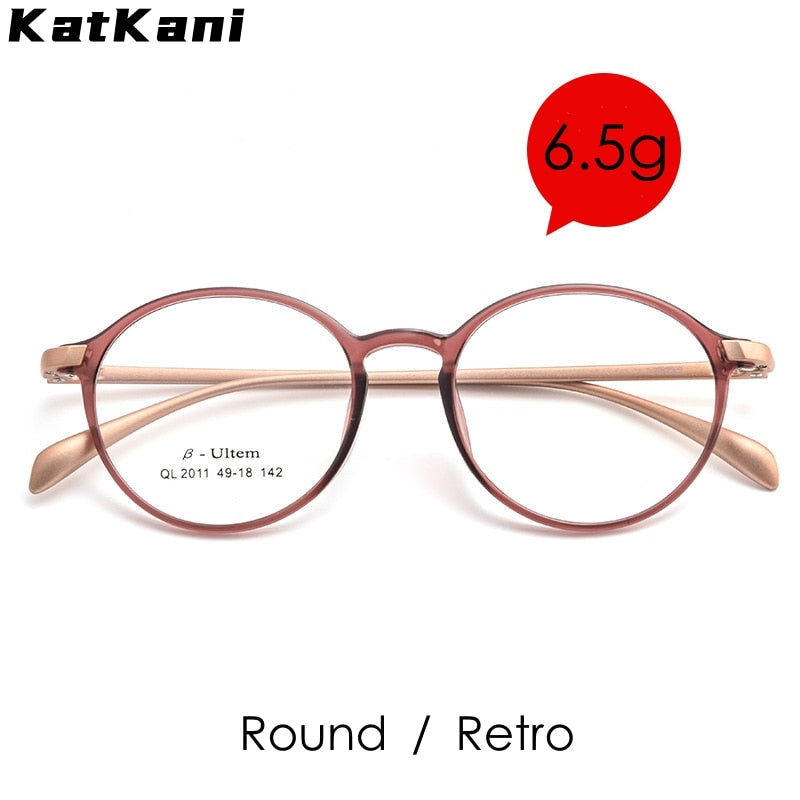 KatKani Unisex Full Rim Round Ultem Steel Eyeglasses 2011ql Full Rim KatKani Eyeglasses   