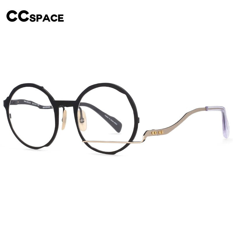 CCSpace Unisex Full Rim Irregular Round Alloy Frame Eyeglasses 54416 Full Rim CCspace   