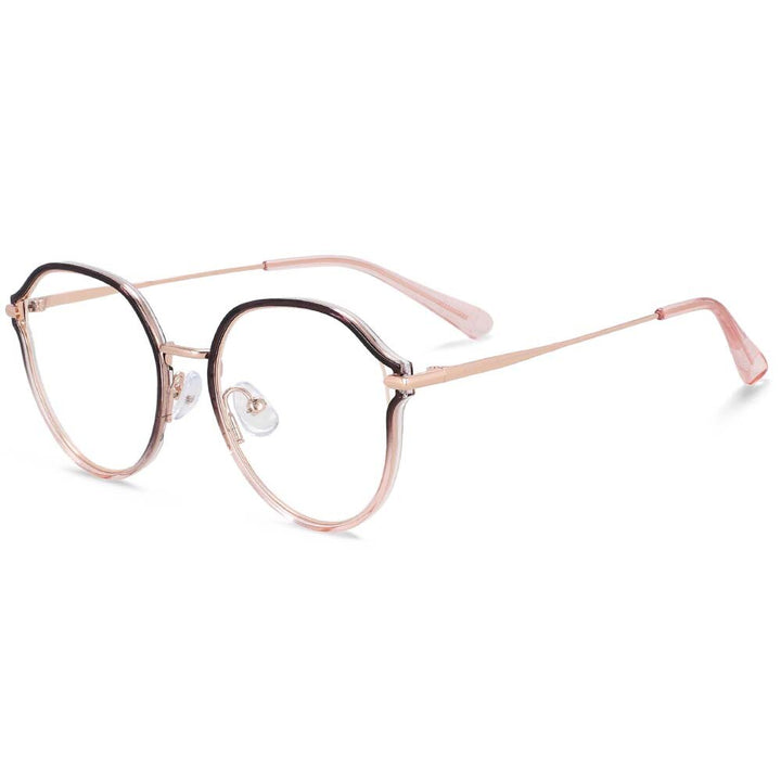 CCspace Women's Full Rim Irregular Round Alloy Eyeglasses 55336 Full Rim CCspace GreyTea China 