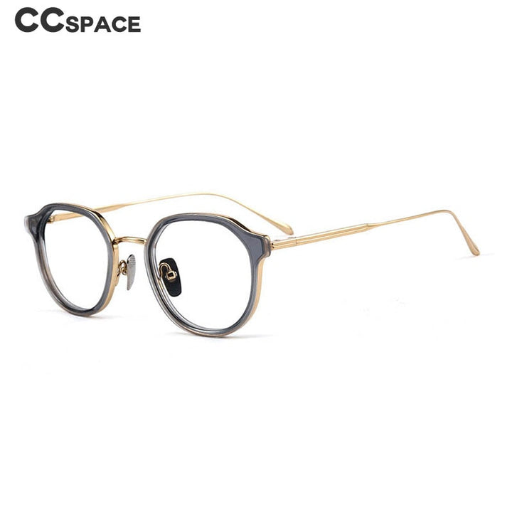 CCSpace Unisex Full Rim Square Cat Eye Acetate Titanium Eyeglasses 55740 Full Rim CCspace   