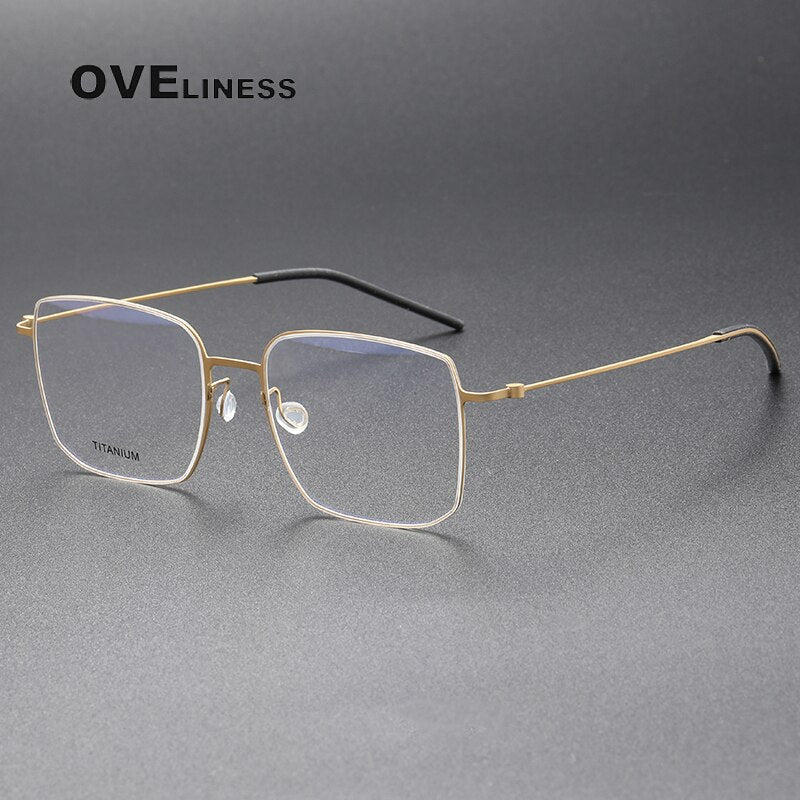 Oveliness Unisex Full Rim Square Screwless Titanium Eyeglasses 5511 Full Rim Oveliness gold  