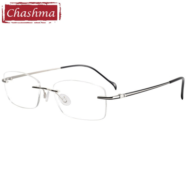 Chashma Ottica Unisex Rimless Rectangle Titanium Eyeglasses 16075 Rimless Chashma Ottica   