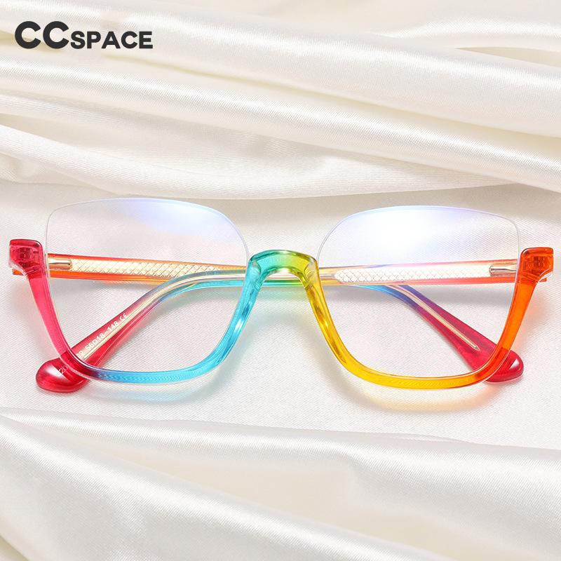 CCspace Women's Semi Rim Big Square Tr 90 Titanium Eyeglasses 55066 Semi Rim CCspace   