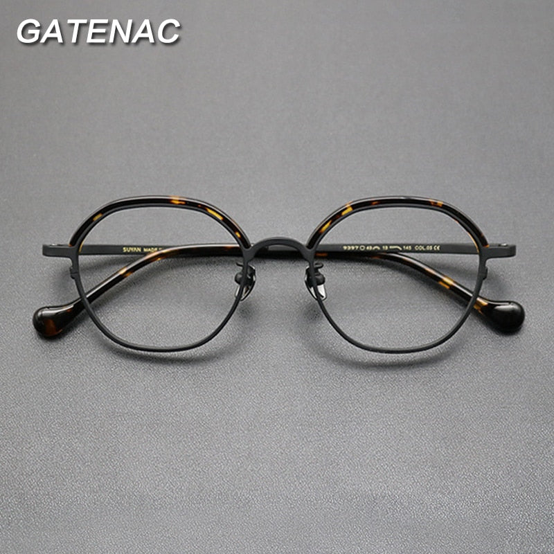 Gatenac Unisex Full Rim Square Titanium Frame Eyeglasses Gxyj766 Full Rim Gatenac   