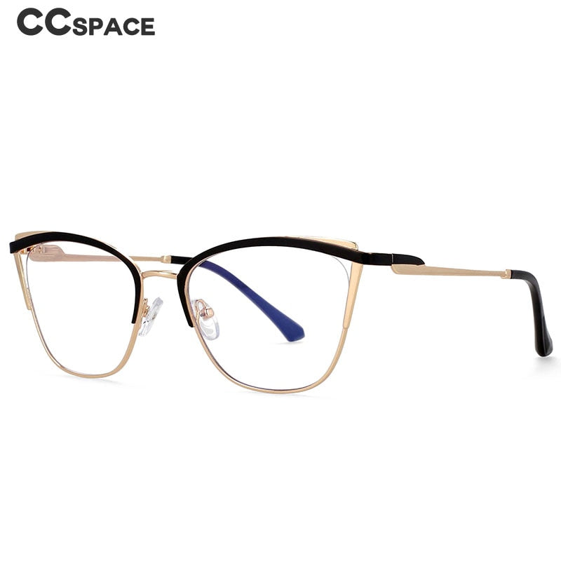 CCSpace Women's Full Rim Cat Eye Stainless Steel Eyeglasses 54629 Full Rim CCspace   