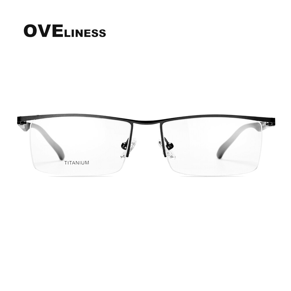 Oveliness Men's Semi Rim Square Screwless Titanium Alloy Eyeglasses 8831 Semi Rim Oveliness black  