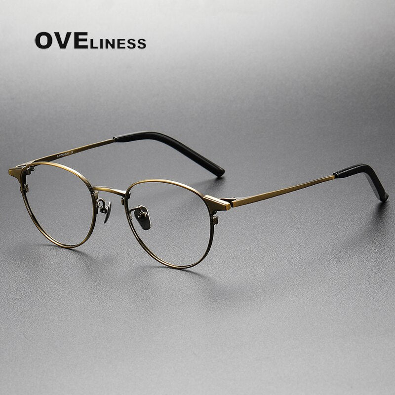 Oveliness Unisex Full Rim Round Titanium Eyeglasses 960 Full Rim Oveliness bronze  