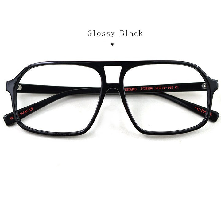Hdcrafter Unisex Full Rim Square Double Bridge Acetate Tr 90 Eyeglasses Ft8896 Full Rim Hdcrafter Eyeglasses glossy black  