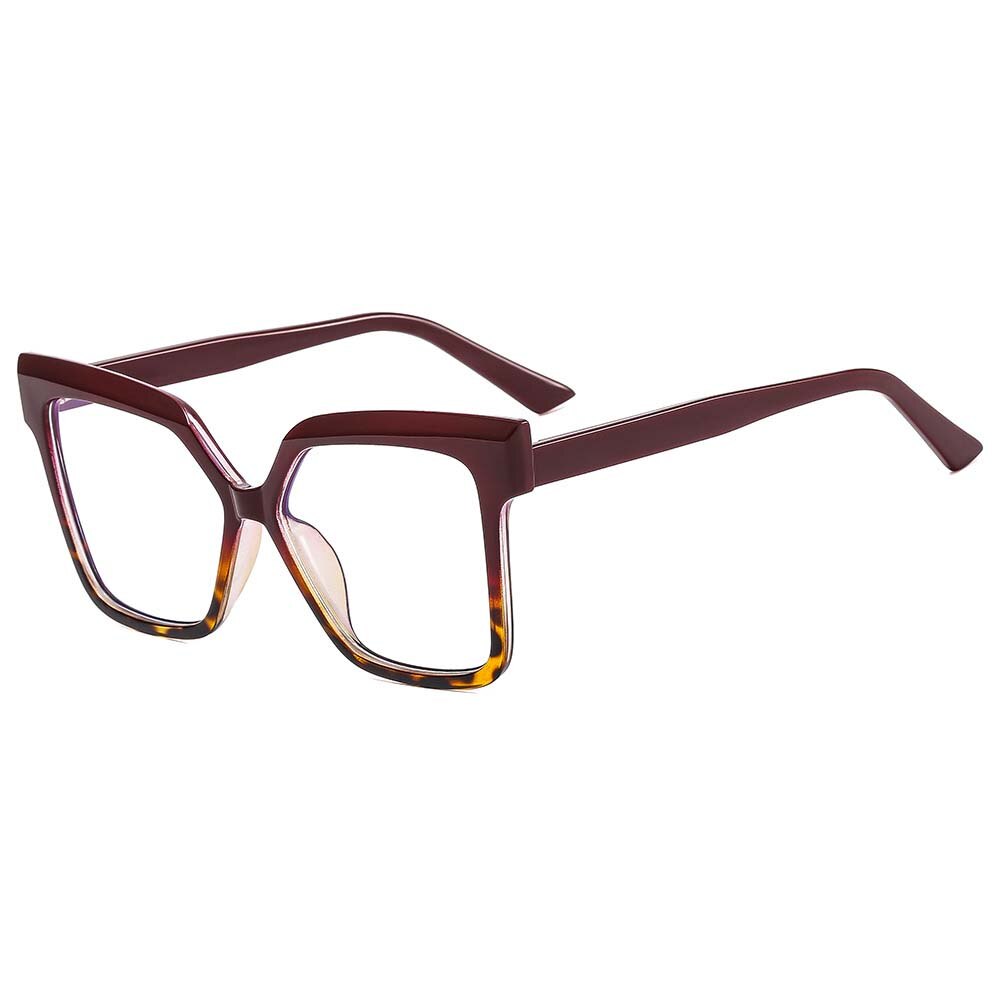 CCSpace Women's Full Rim Square Cat Eye Tr 90 Titanium Eyeglasses 54979 Full Rim CCspace China DarkRed 